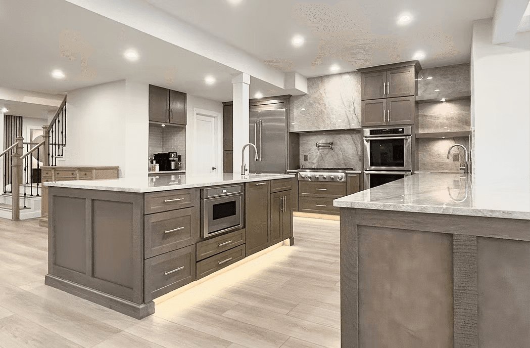 Luxury kitchen with gray cabinets